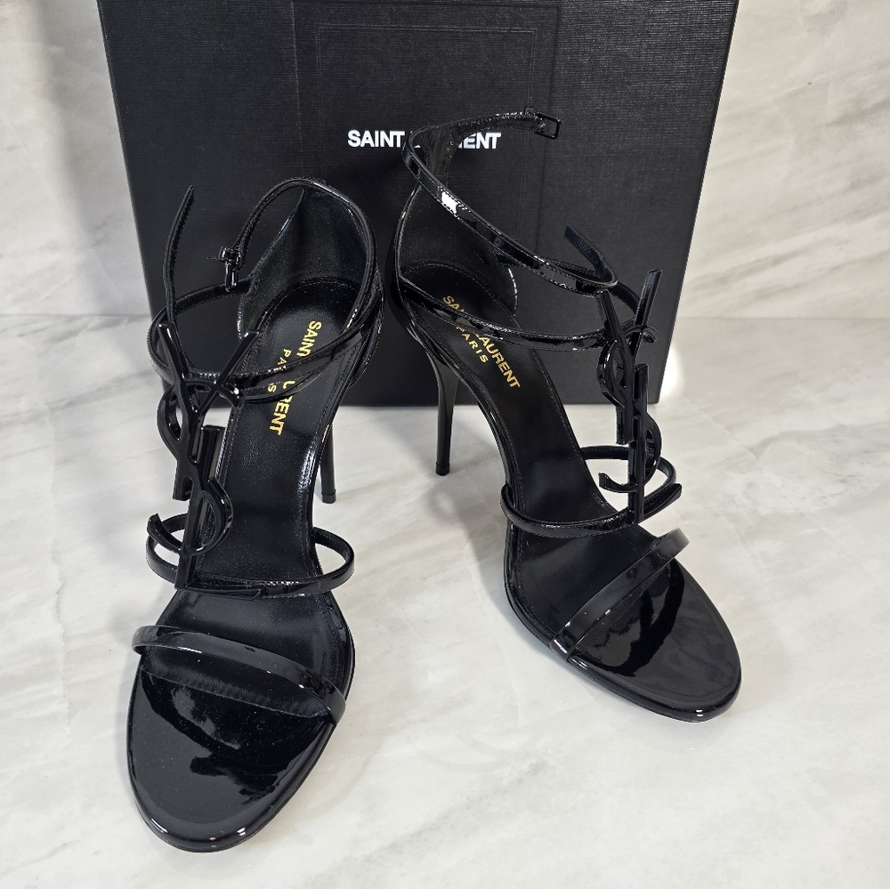 Yves Saint Laurent Black Opyum Strappy Heels
